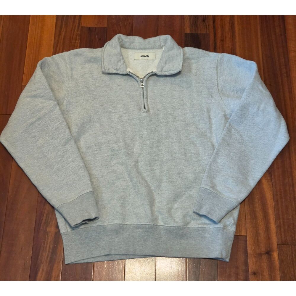 Buck Mason Gray Men's S Quarter Zip Pullover Sweatshirt Casual Preppy